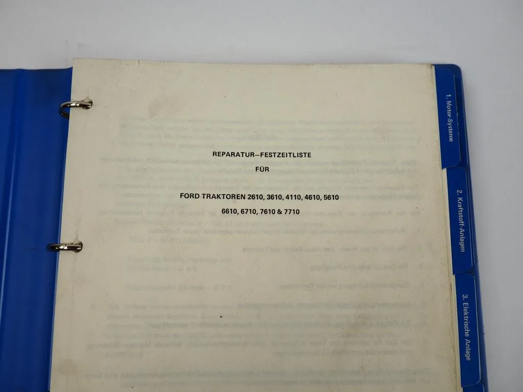 Ford 2610 3610 4110 4610 5610 6610 6710 7610 7710 Traktor Richtzeiten 1981