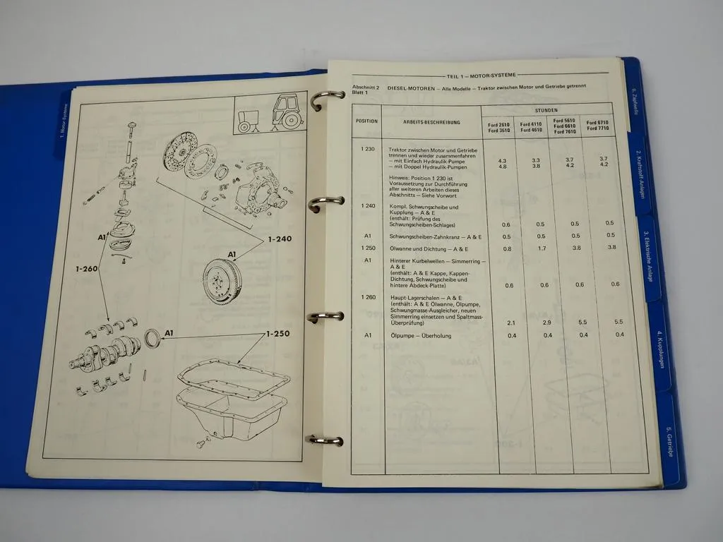 Ford 2610 3610 4110 4610 5610 6610 6710 7610 7710 Traktor Richtzeiten 1981