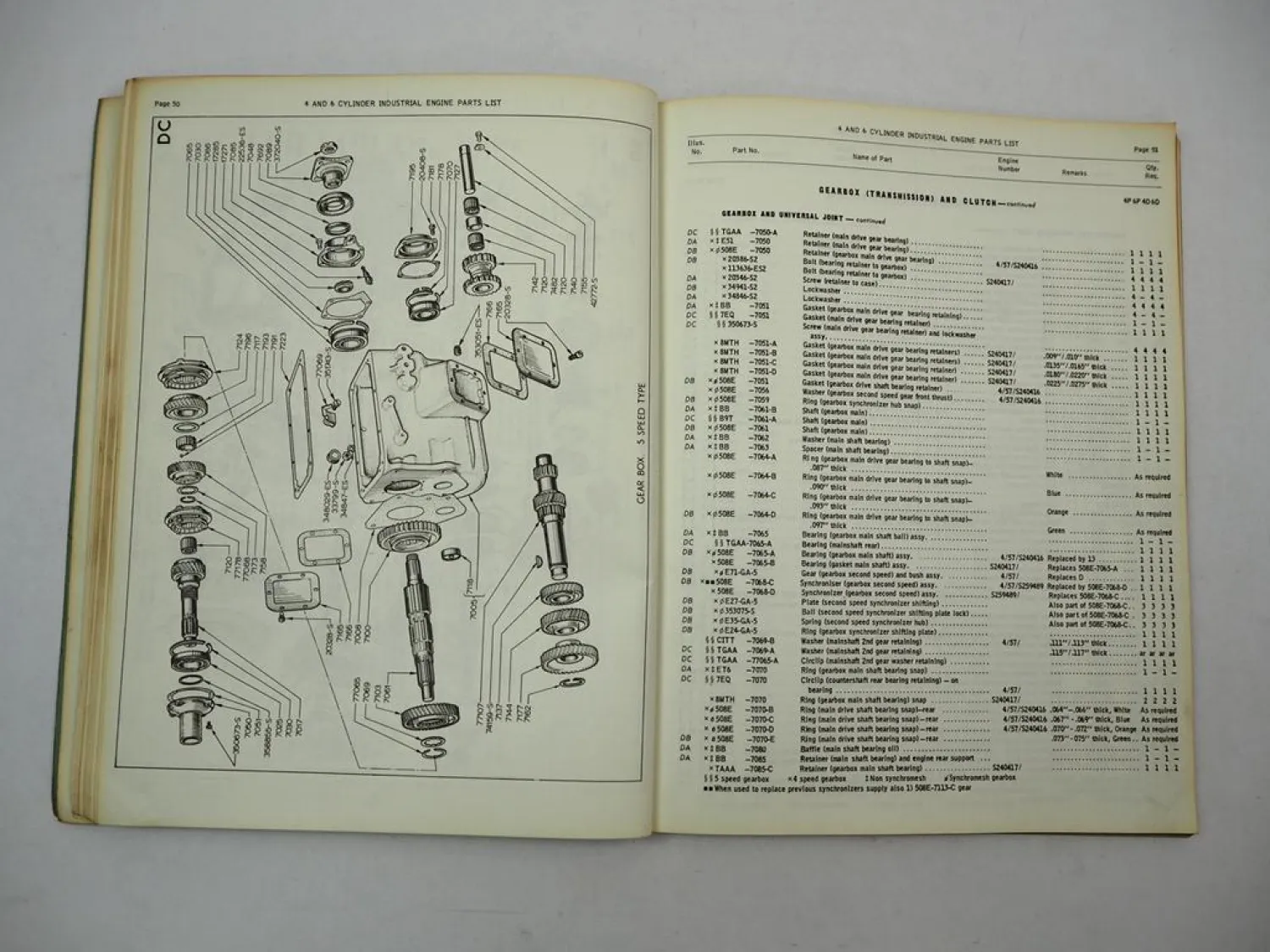 Ford 4 and 6 Cylinder Industrial Engines Diesel Petrol Parts List 1957 - 1963