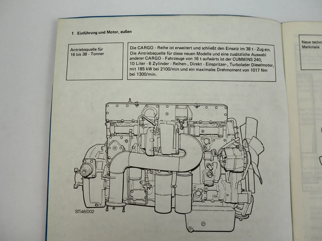 Ford Cargo LKW Cummins 240 Motor Technische Information 1984