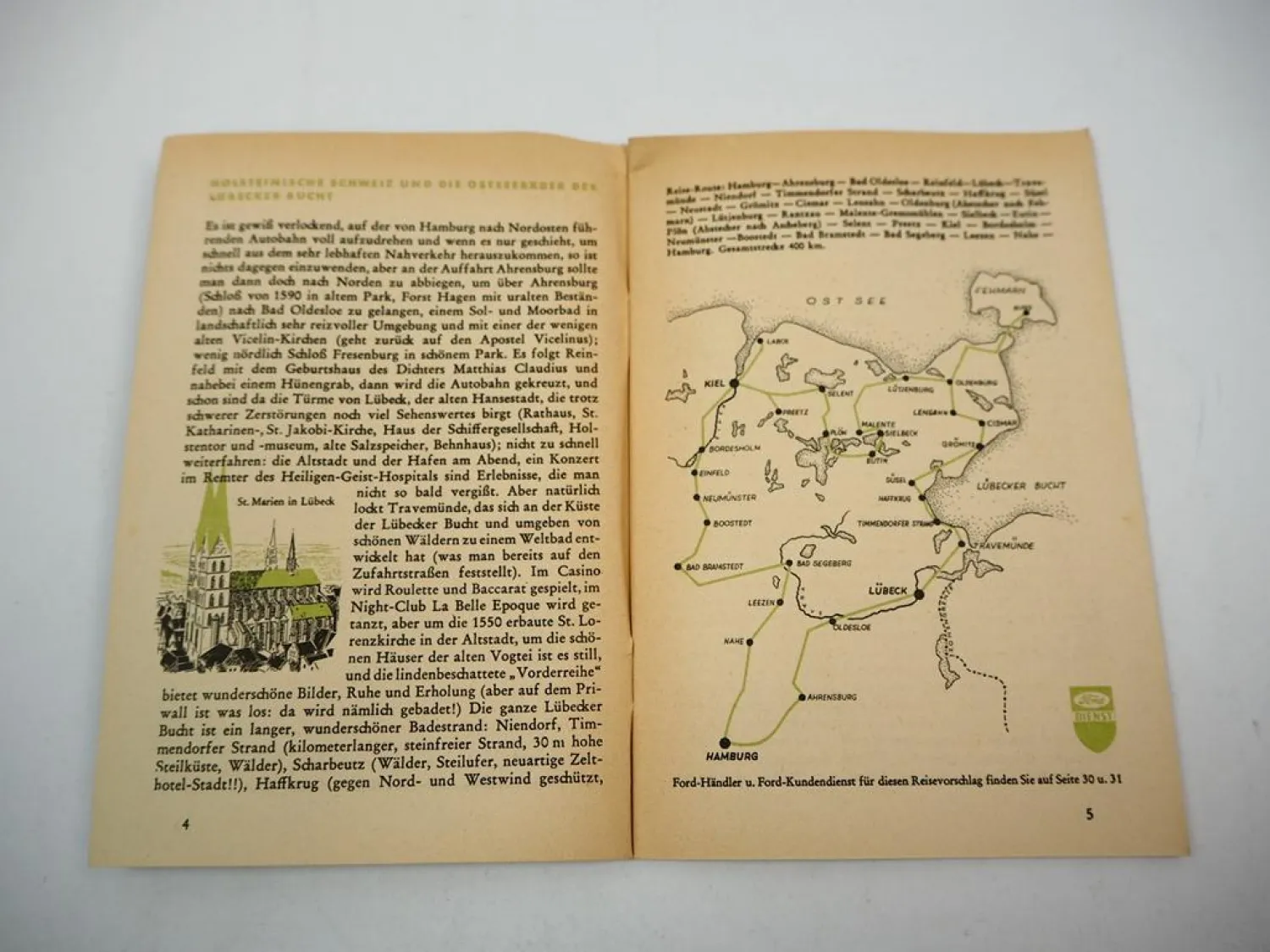 Ford Dienst Reise Rat Nordsee & Ostsee mit Lühneburger Heide 1950er Jahre