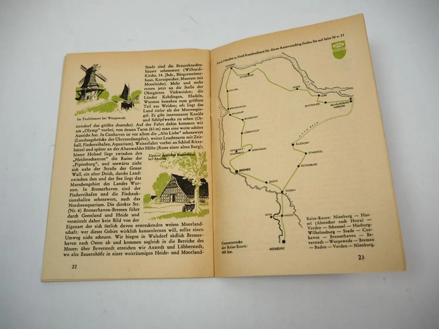 Ford Dienst Reise Rat Nordsee & Ostsee mit Lühneburger Heide 1950er Jahre