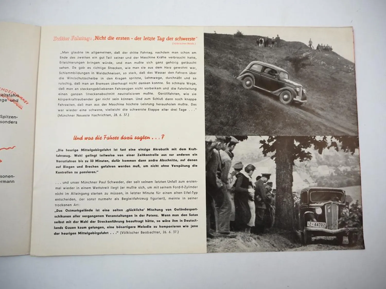 Ford Dreitage Mittelgebirgsfahrt 1937 Geländetest Bayrischer Wald Fichtelgebirge