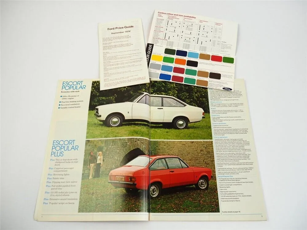 Ford Escort Cortina Capri Granada Prospekt Brochure Price Guide 1976