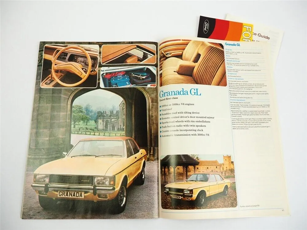 Ford Escort Cortina Capri Granada Prospekt Brochure Price Guide 1976