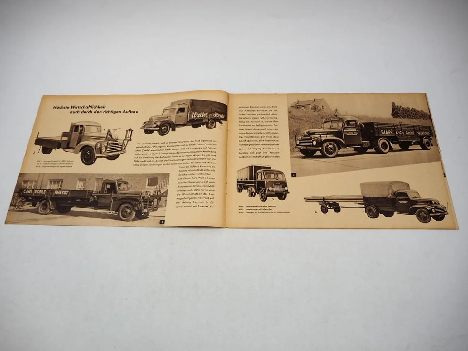 Ford Fahrgestell Meiller Kipper LKW Aufbau nach Wahl Prospekt 1950er J.