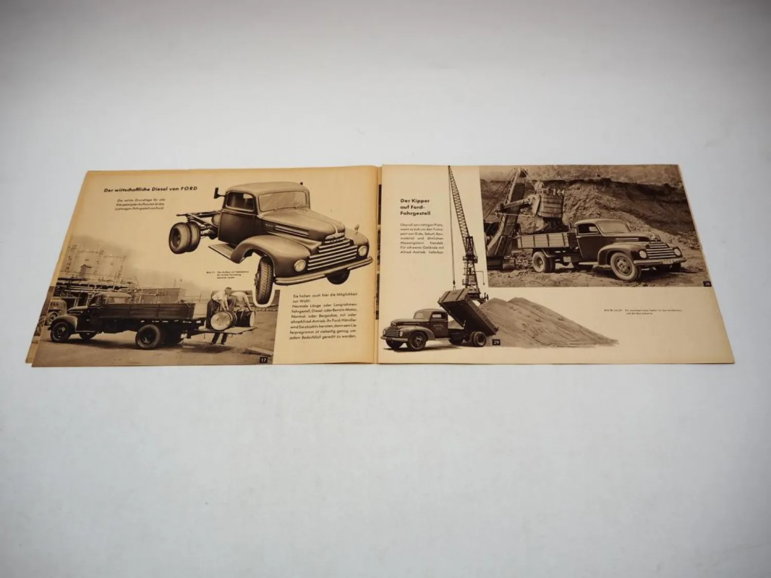 Ford Fahrgestell Meiller Kipper LKW Aufbau nach Wahl Prospekt 1950er J.