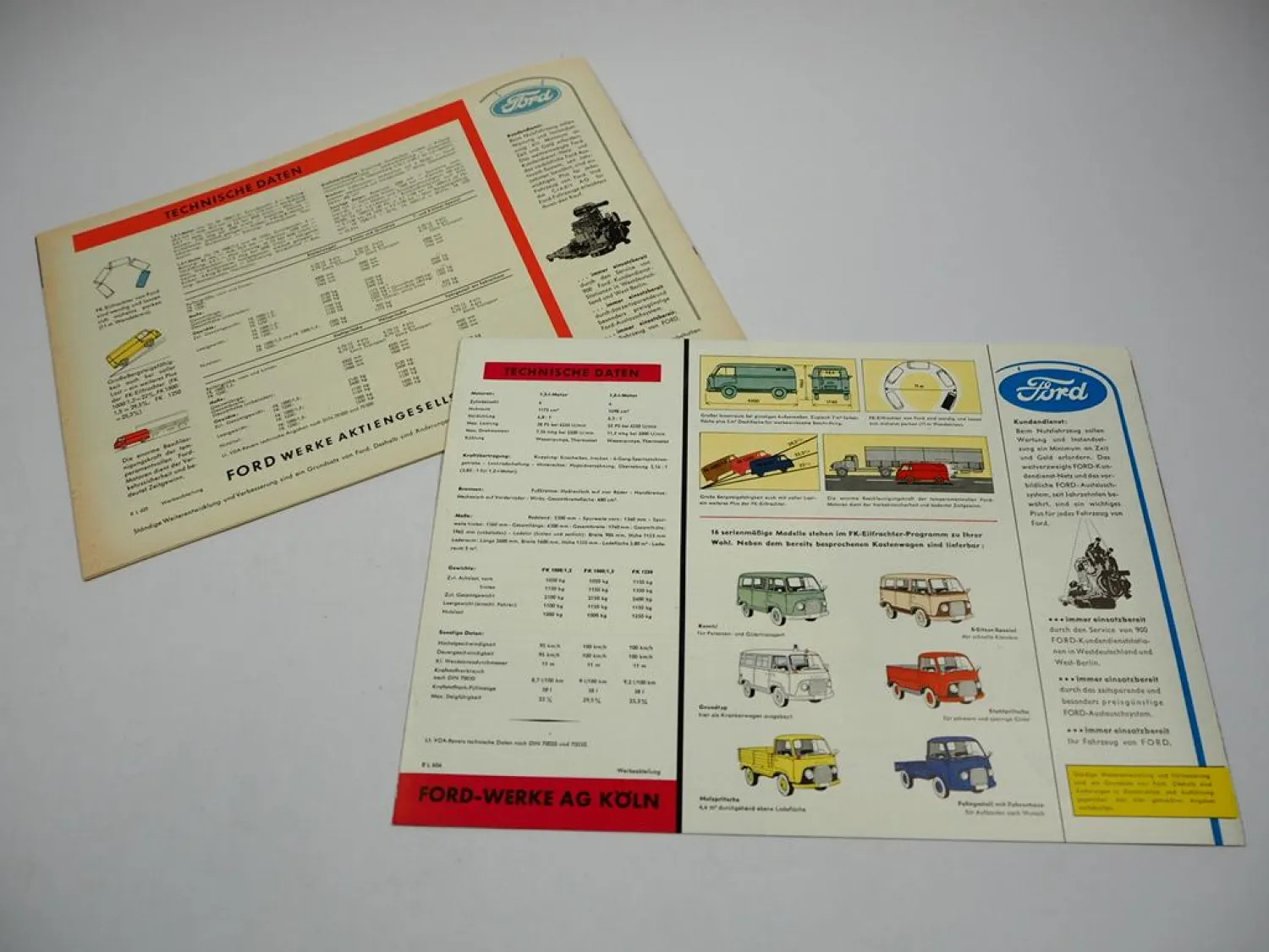 Ford FK 1000 1250 Eilfrachter Kastenwagen Prospekt Techn. Daten ca. 1960er J.