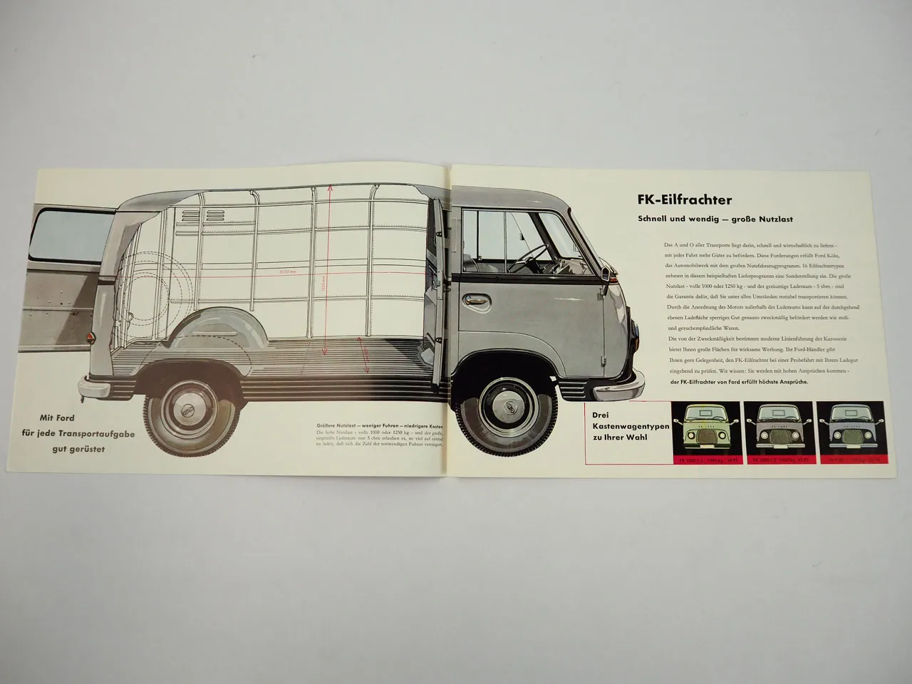 Ford FK 1000 1250 Kastenwagen Prospekt 1960er Jahre