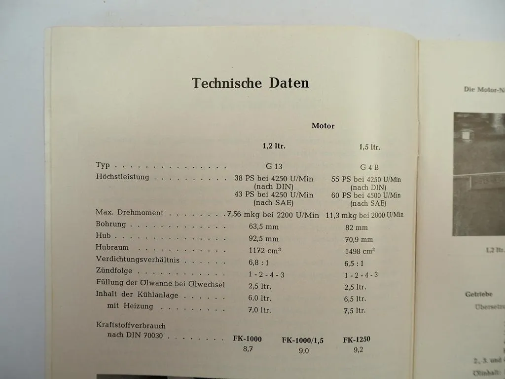 Ford FK 1000 1250 Lieferwagen Bus G13 G4B Betriebsanleitung Bedienung 1959