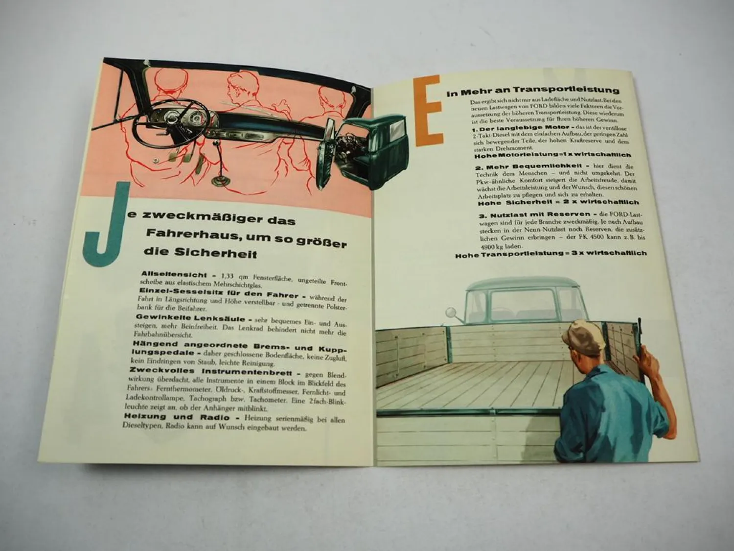 Ford FK 2500 3500 4500 Lastkraftwagen Prospekt Technische Daten 1960er J.