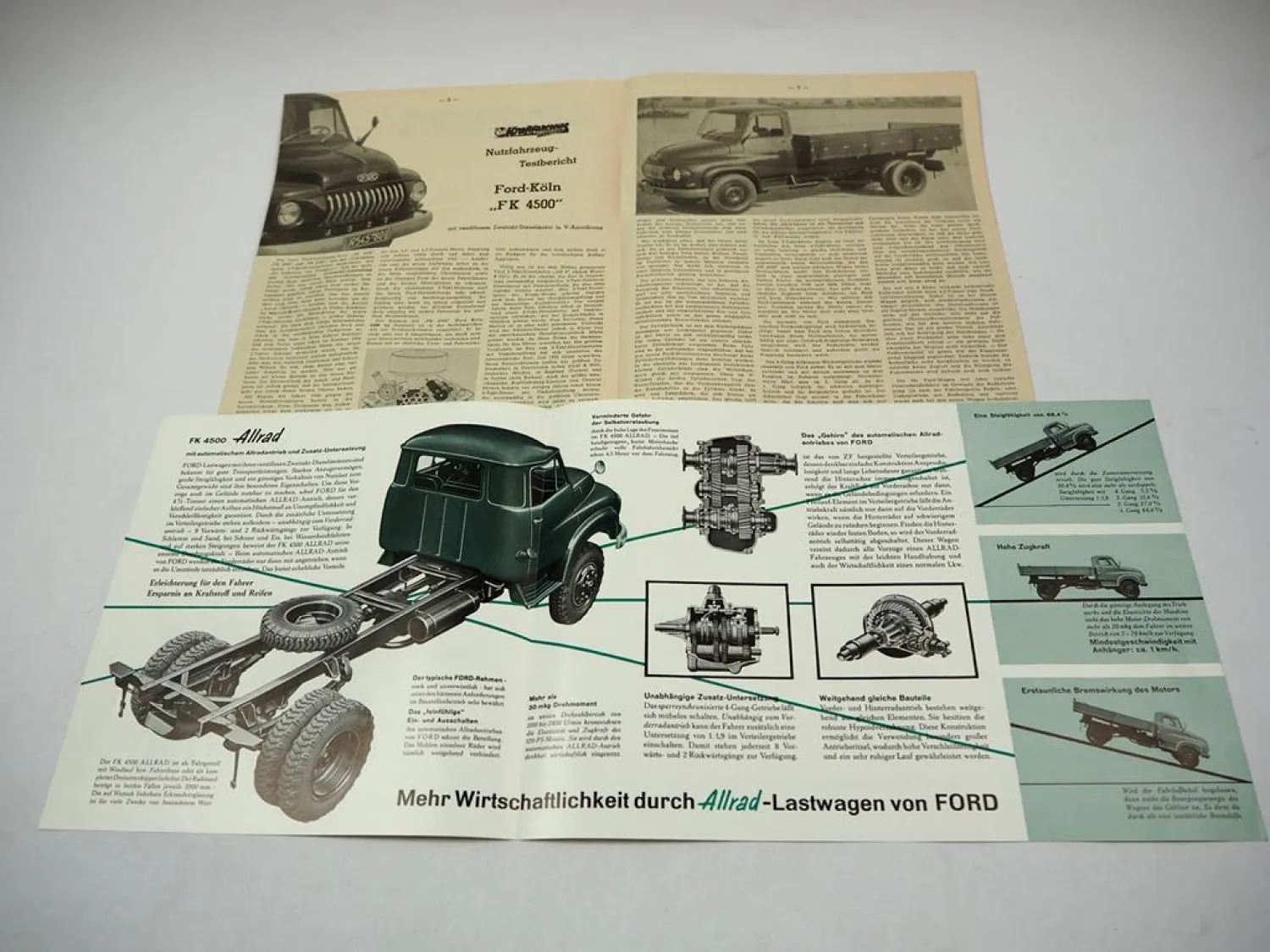 Ford FK 4500 Allrad Prospekt Techn. Daten Wistü Testbericht Sonderdruck 50er J.