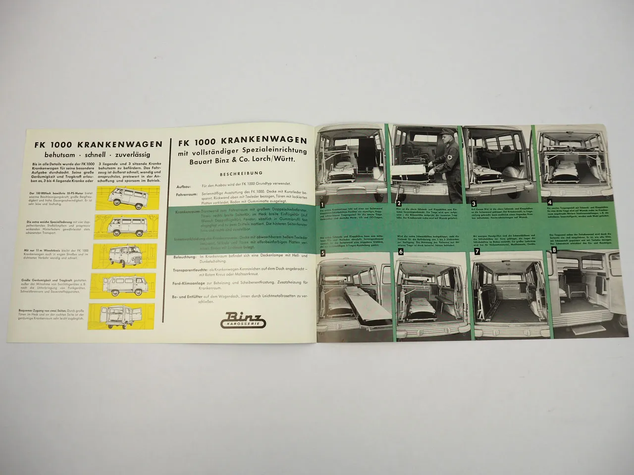 Ford FK1000 Krankenwagen Bauart Binz Karosserie Lorch Prospekt 1960er Jahre