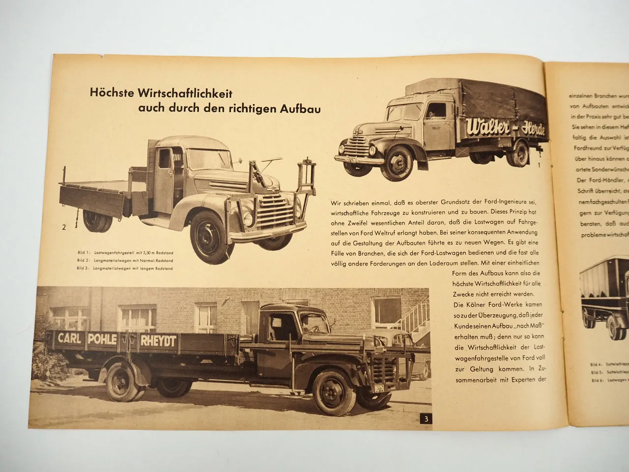 Ford FK3500 Lastwagen Aufbauten Kipper Bus Pritsche LKW Prospekt 1950er Jahre