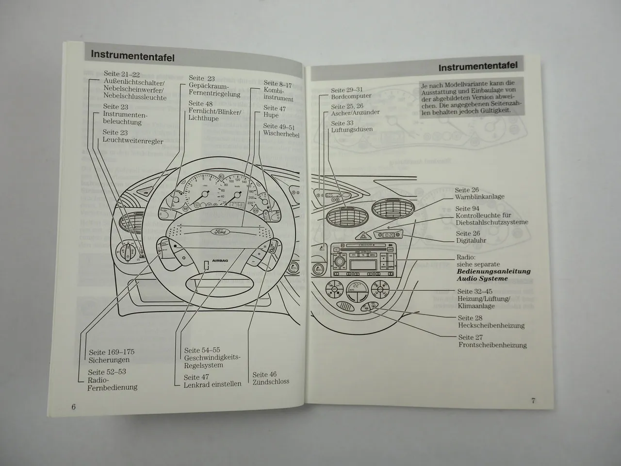 Ford Focus Betriebsanleitung Bedienungsanleitung 1/2002 Bordbuch