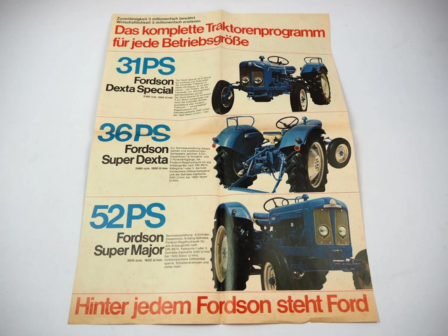 Ford Fordson Dexta Special Super Dexta Major Schlepper Prospekt 1950er Jahre