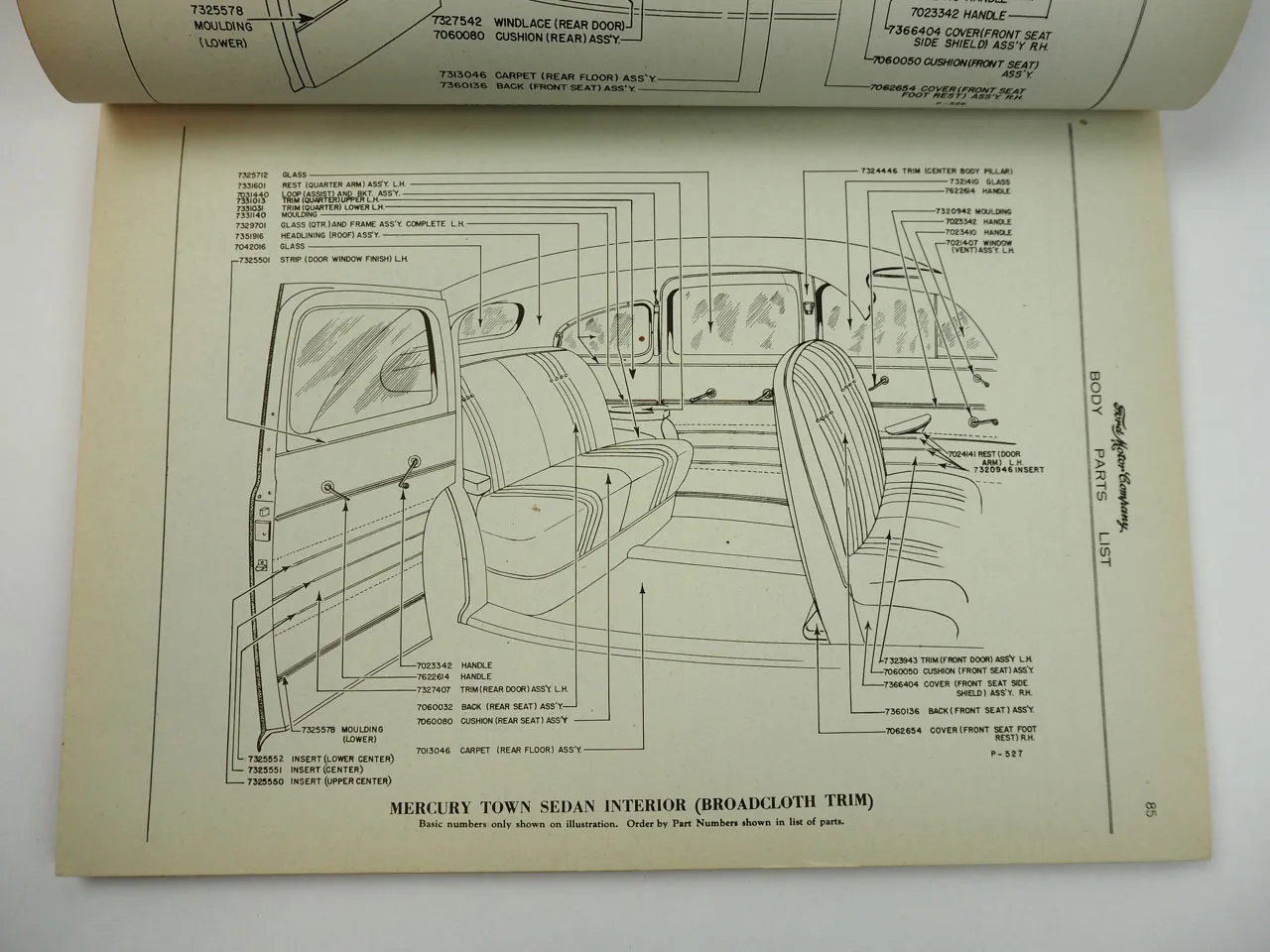 Ford Mercury Passenger Cars and Trucks 1944 to 1946 Body Parts List