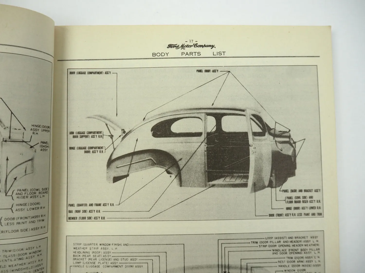 Ford Mercury Passenger Cars Commercial and Truck 1940 Body Parts List