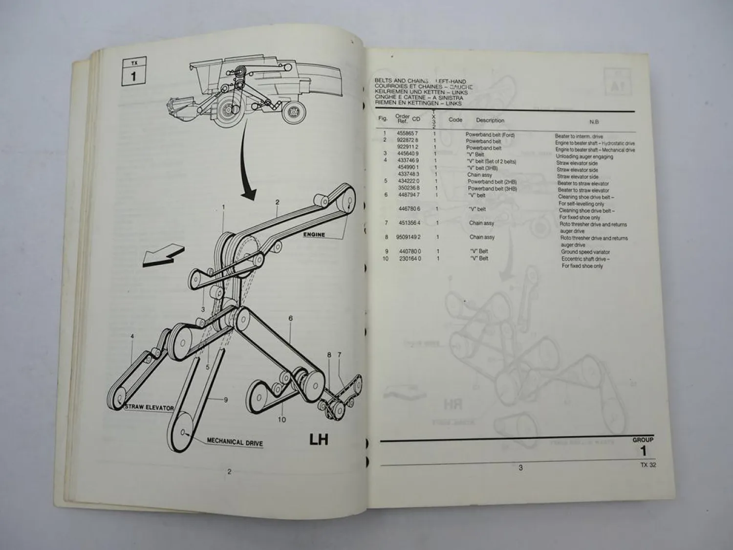 Ford New Holland TX 32 Combine Mähdrescher Parts List Ersatzteilliste 1989