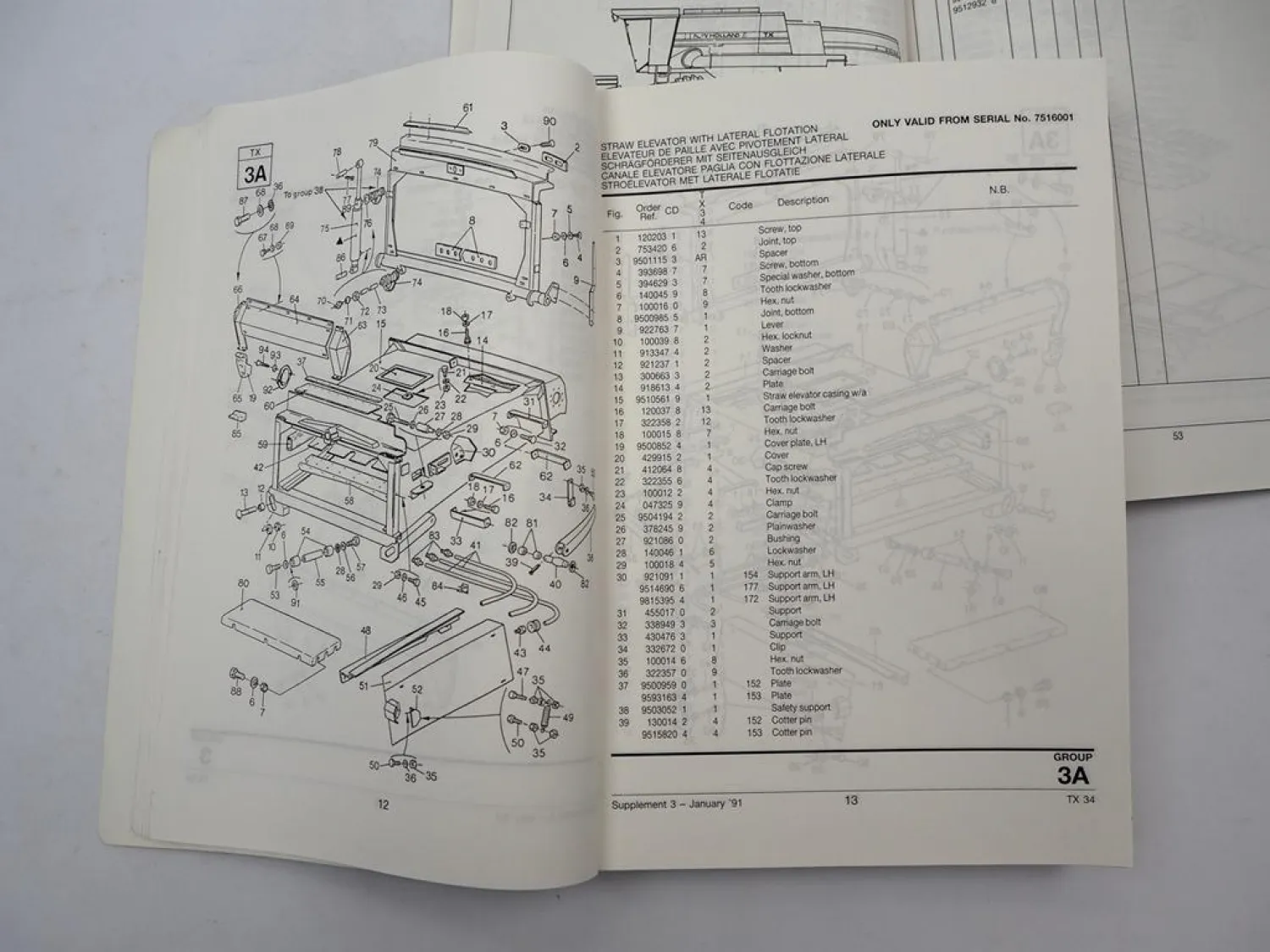 Ford New Holland TX 34 Combine Mähdrescher Parts List Ersatzteilliste 1993