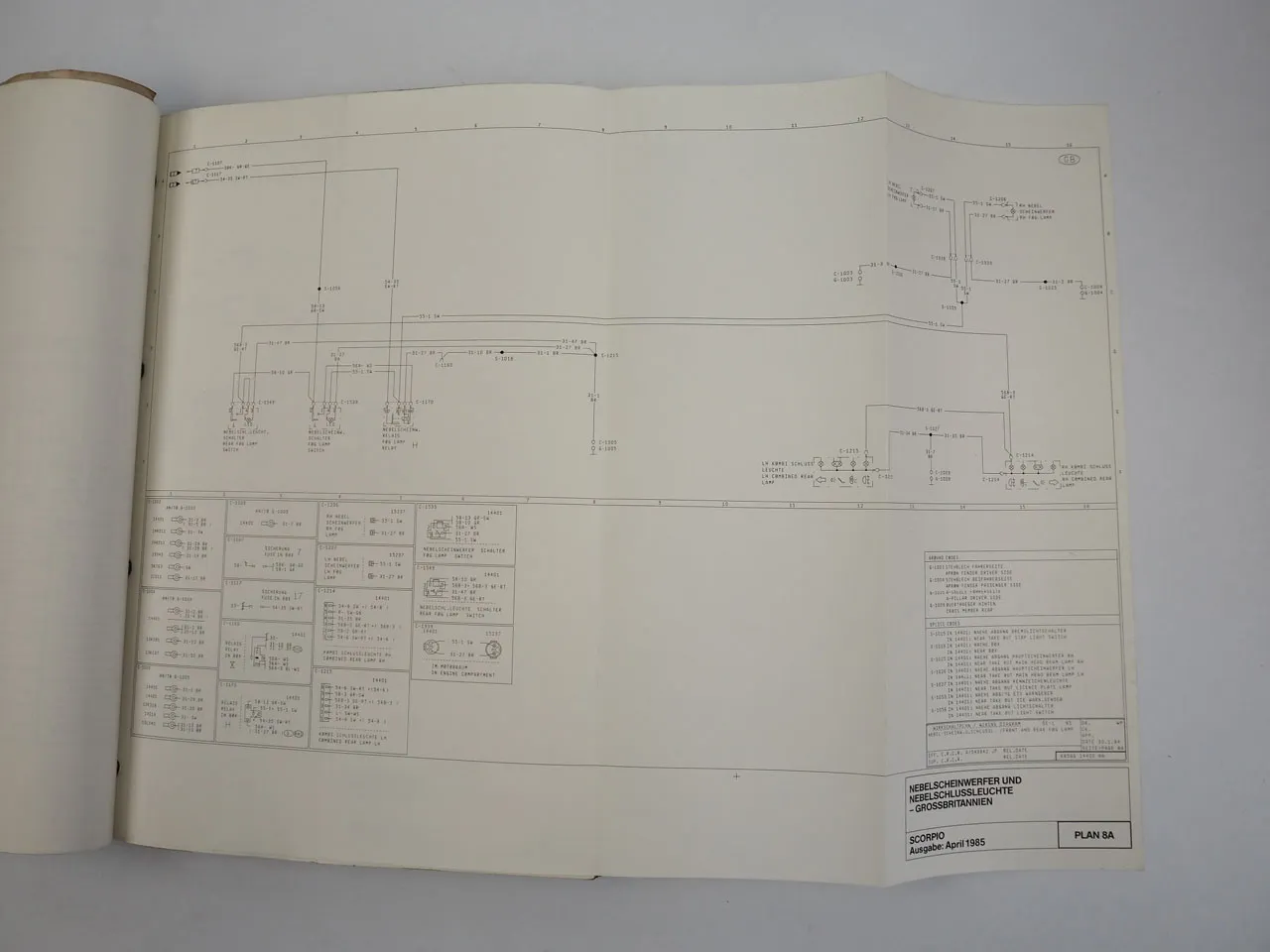 Ford Scorpio 1985 Werkstatthandbuch Schaltpläne Elektrik