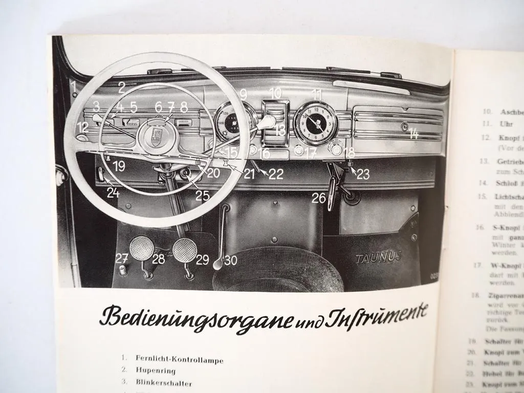 Ford Taunus de luxe G73A Bedienungsanleiung Betriebsanleitung 1951
