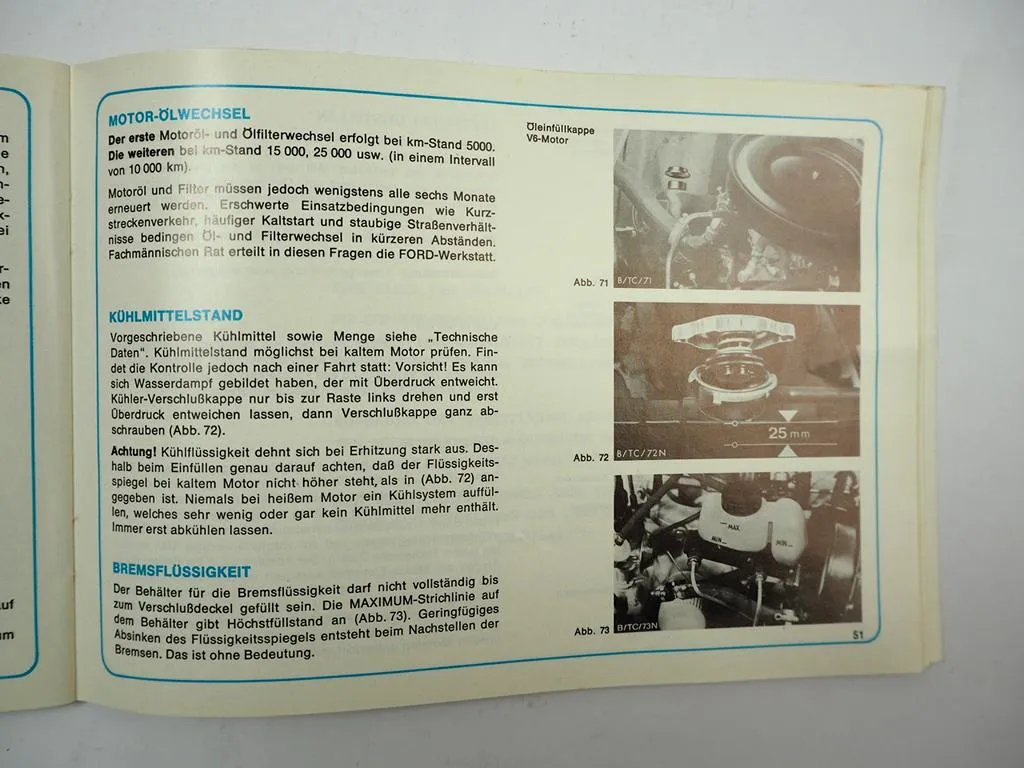 Ford Taunus TC Knudsen Bedienungsanleiung Betriebsanleitung 1971