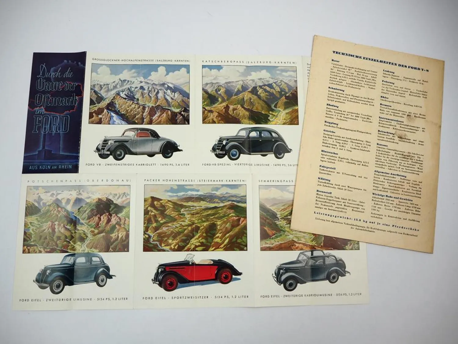 Ford V8 PKW Eifel Spezial Cabrio Angebotsmappe mit Prospekt ca. 1938