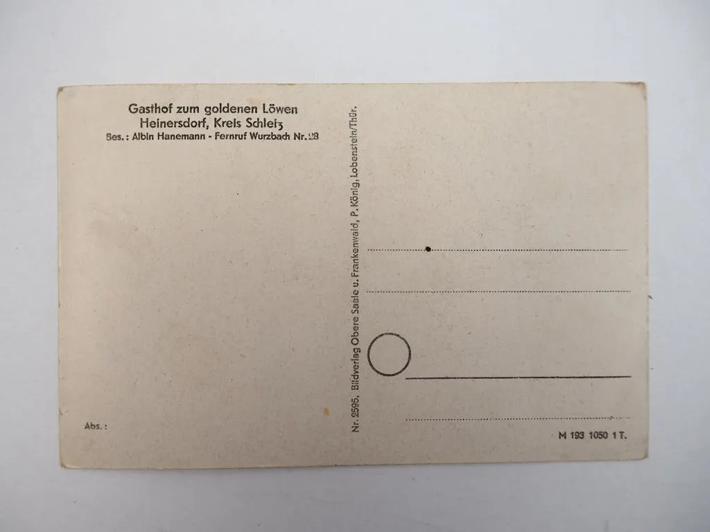 Foto AK Heinersdorf Schleiz Gasthof Goldener Löwe ca. 1950er Jahre Thüringen