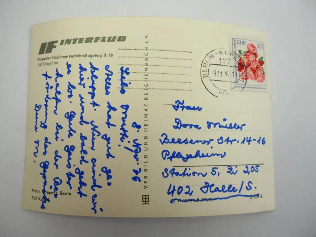 Foto AK Interflug Propeller Flugzeug IL18 1976