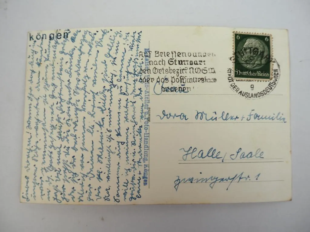 Foto AK Köngen Blick von der Brücke in Richtung Kirche 1941 Esslingen BW