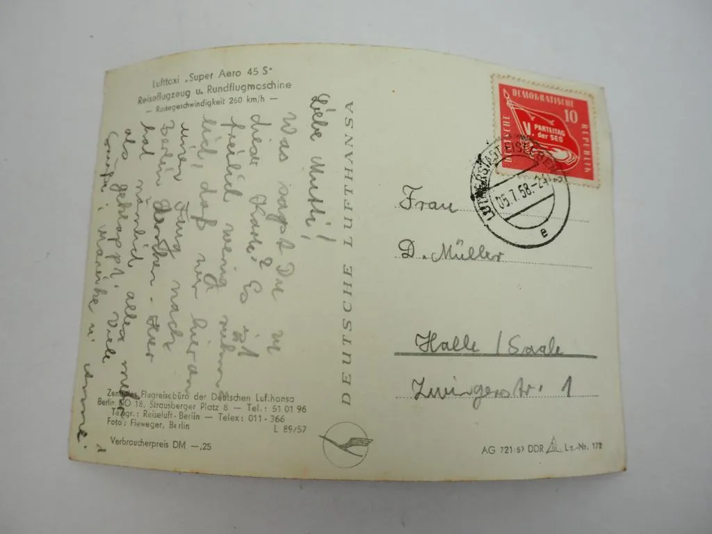 Foto AK Lufthansa Lufttaxi Super Aero 45S Reiseflugzeug 1958