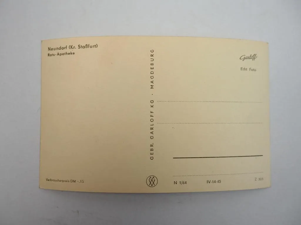 Foto AK Neudorf Staßfurt Ratsapotheke 1964 Sachsen-Anhalt