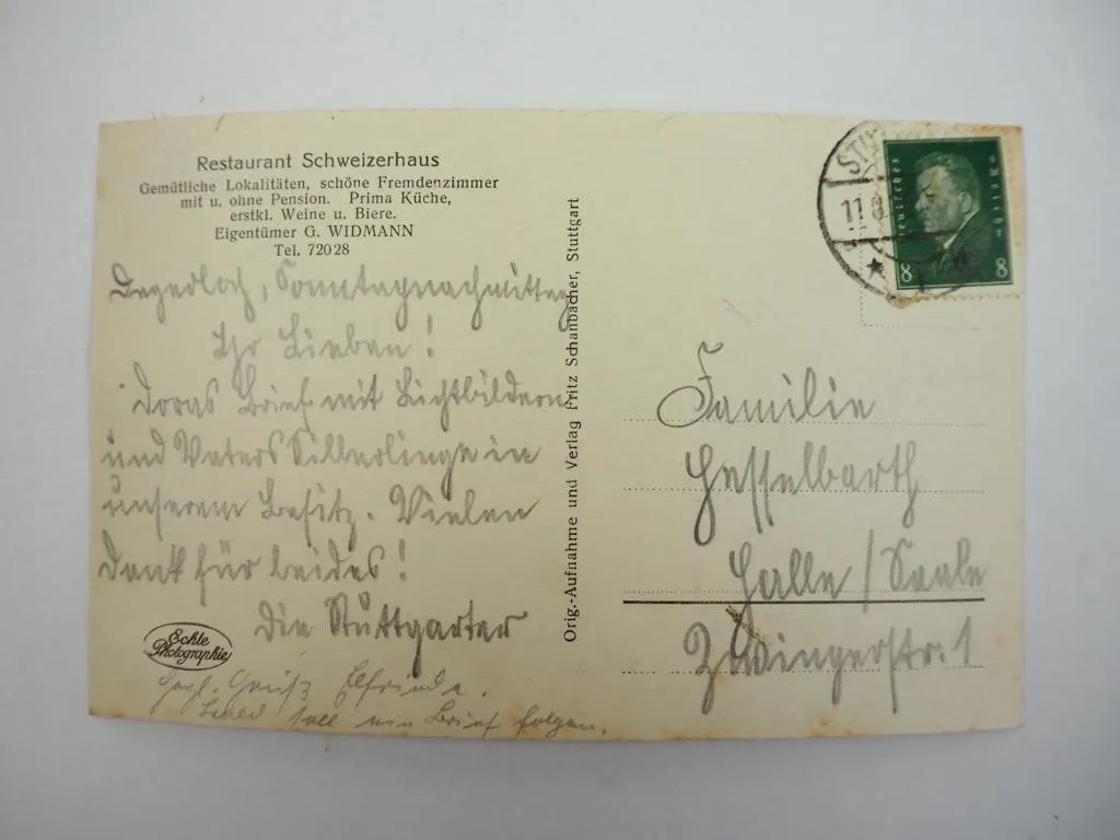 Foto AK Stuttgart Degerloch Restaurant Schweizerhaus Baden-Württemberg 1930