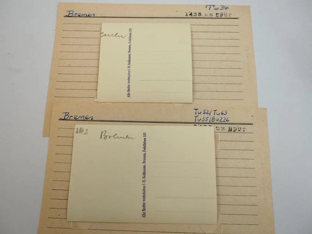 Foto AK und Foto historische Straßenbahn in Bremen TW 32 34 35 63 BW226