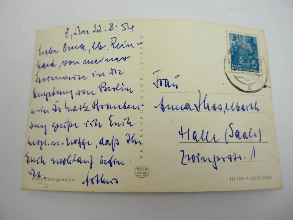 Foto AK Zossen Berliner Strasse 1954 Brandenburg gelaufen