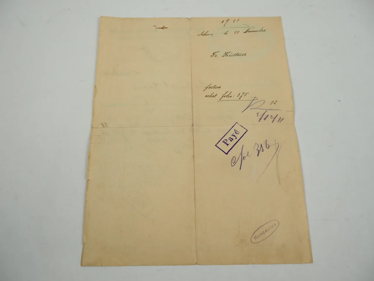 Fr. Küttner Sehma Annaberg Erzgebirge Zwirnerei Färberei Rechnung 1911