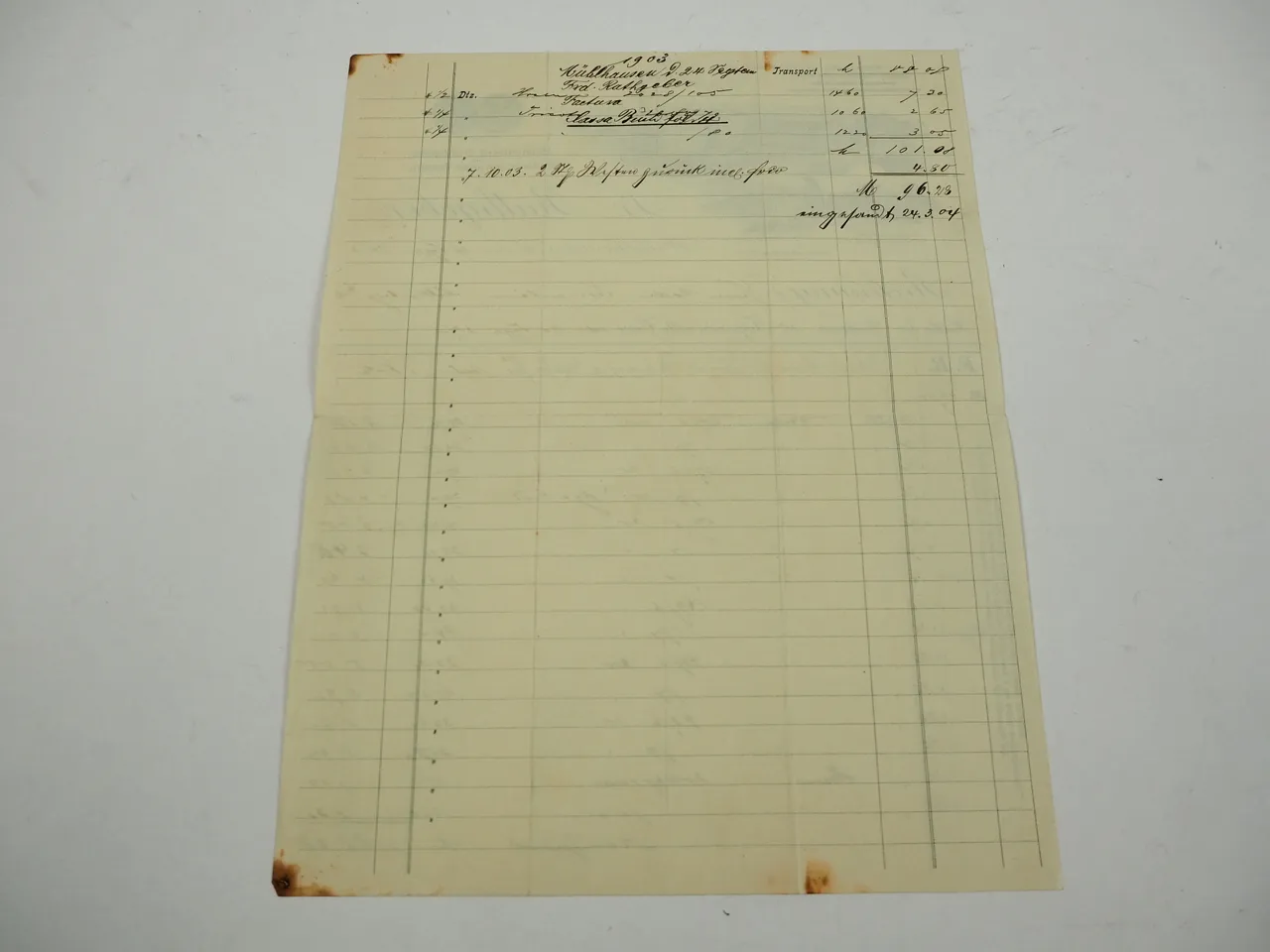 Fr. Rathgeber Mühlhausen Thüringen Strickerei Rechnung 1903