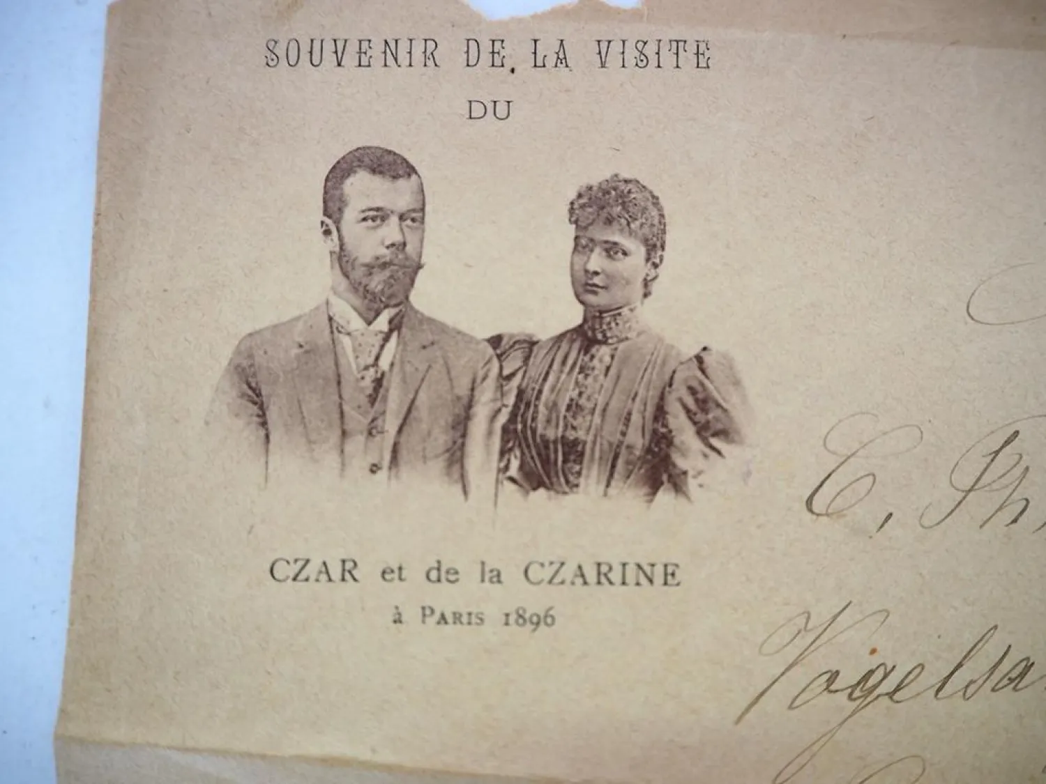 Fragment eines Briefumschlages Czar Czarine Paris 1896 Zar Nikolaus II. Romanow