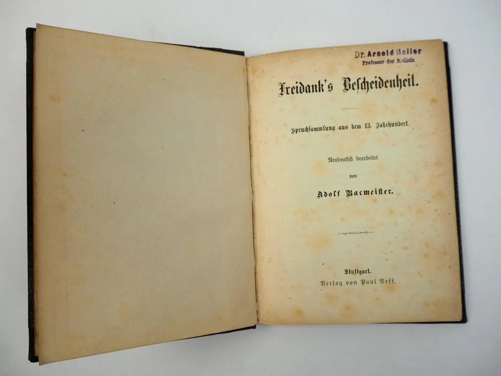 Freidanks Bescheidenheit Spruchsammlung 13. Jh Adolf Bacmeister 1860