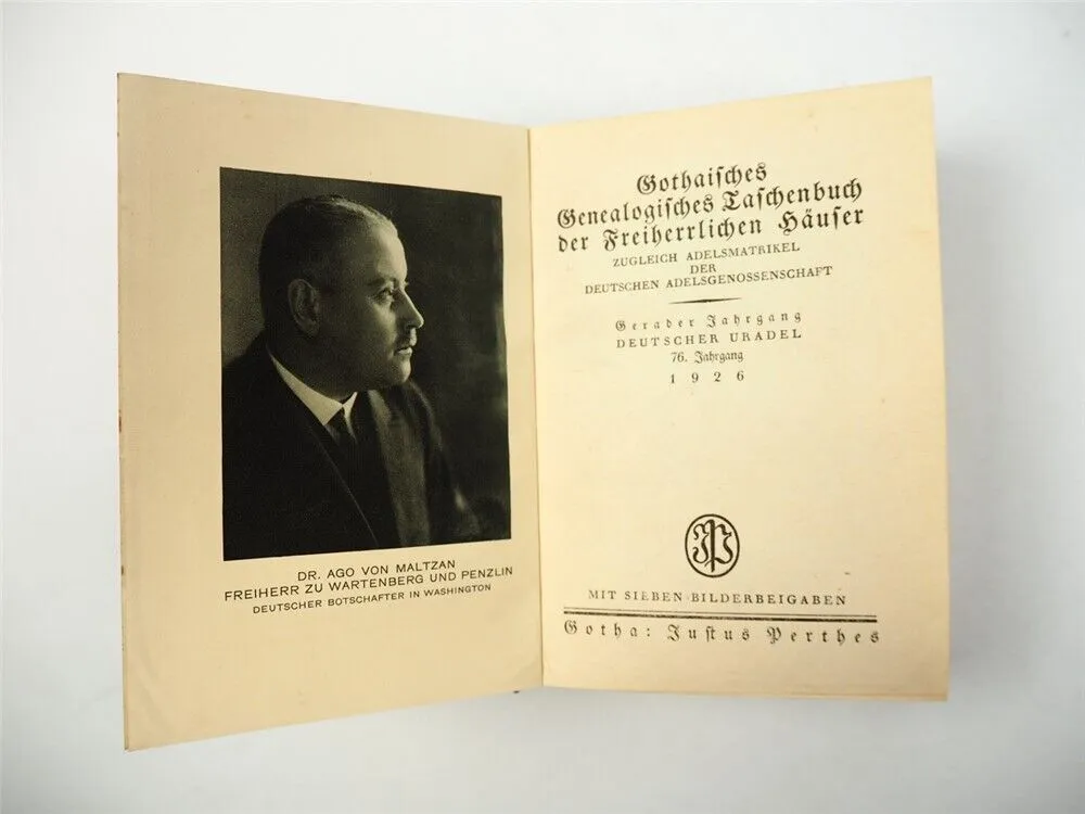 Freiherrliches Gothaisches Genealogisches Taschenbuch Perthes 1926 Adel