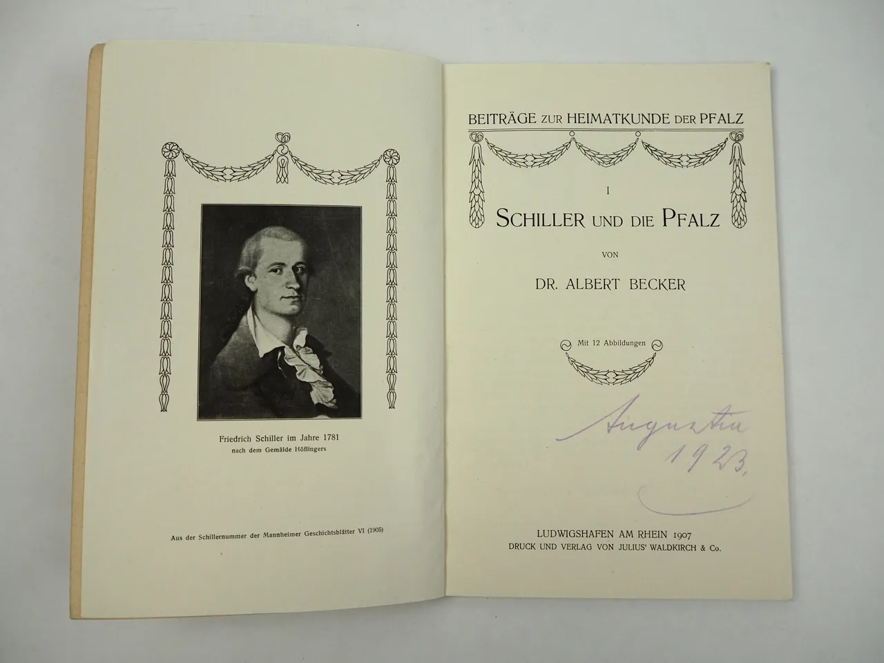 Friedrich Schiller und die Pfalz von Dr. Albert Becker 1907 Heimatkunde Pfalz