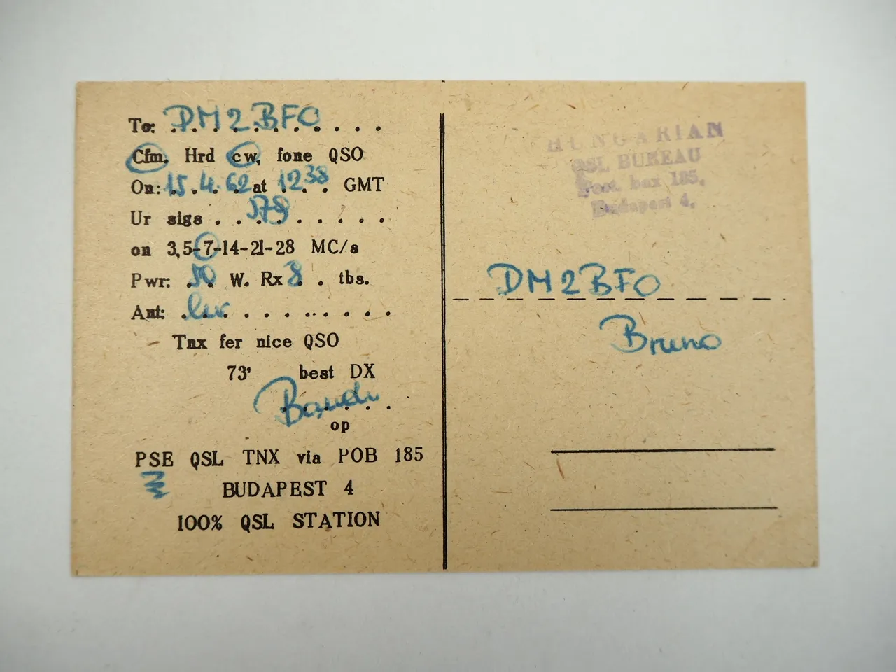 Funkkarte Member of Ikarus Bus Radio Club Budapest Hungary ca 1962