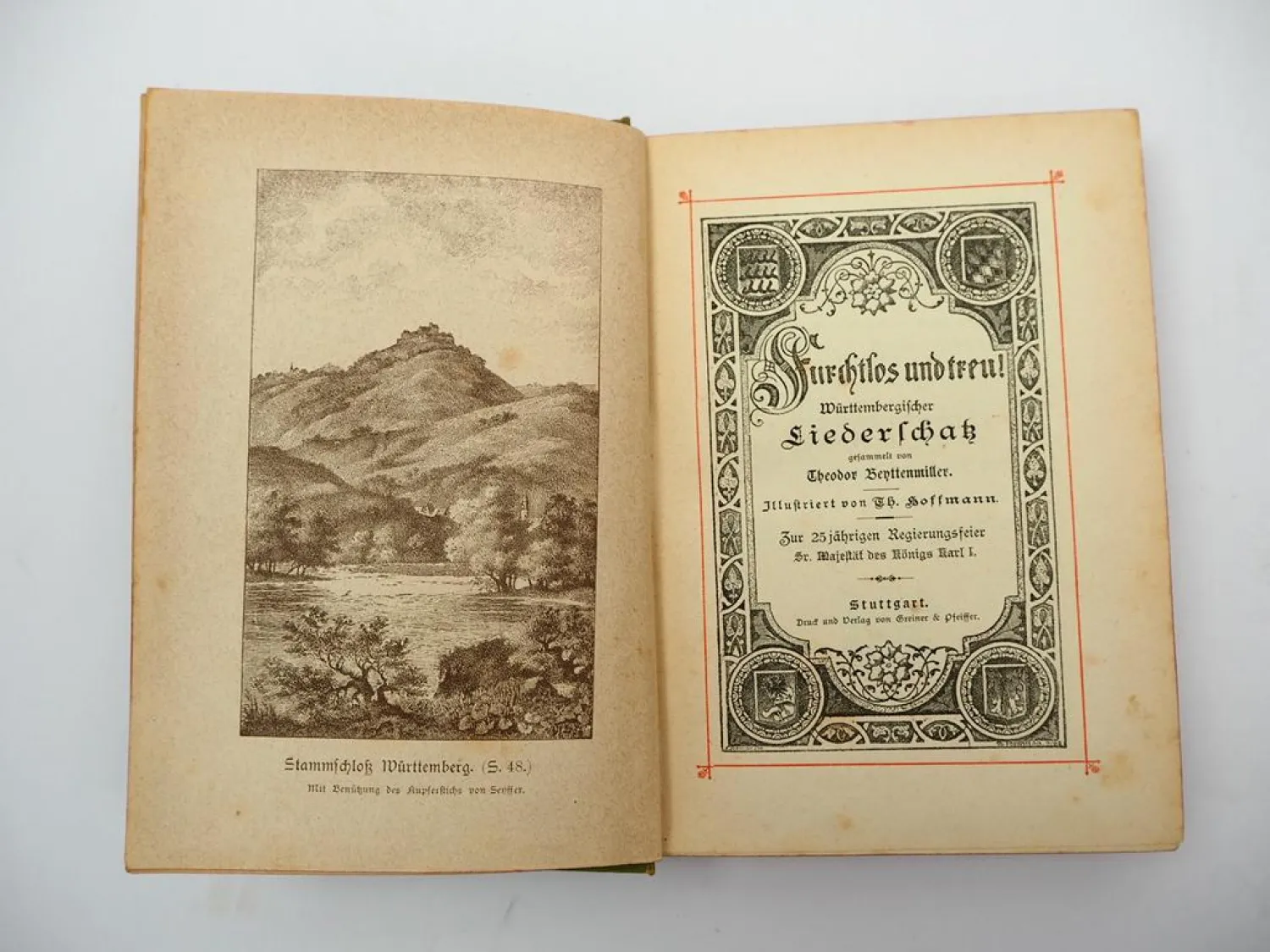 Furchtlos und treu Württembergischer Liederschatz 1889 Beyttenmiller Liederbuch