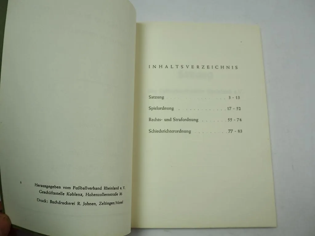 Fussballverband FV Rheinland eV Satzung Spielordnung Koblenz ca 1955 Fußball