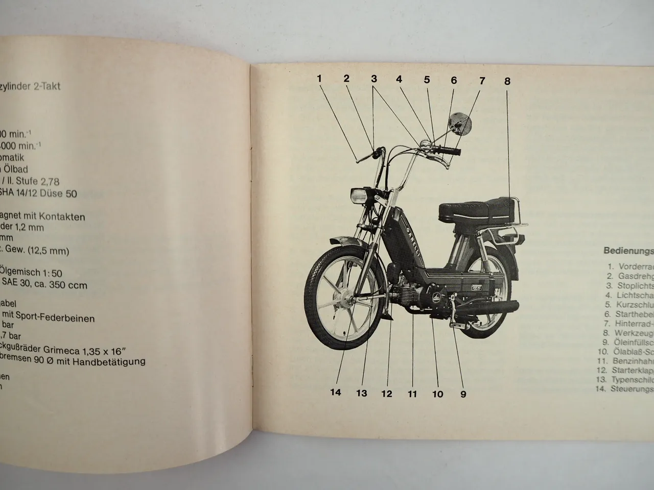Garelli Duoped 40 NL Bedienungsanleitung 1980 mit Schaltplan