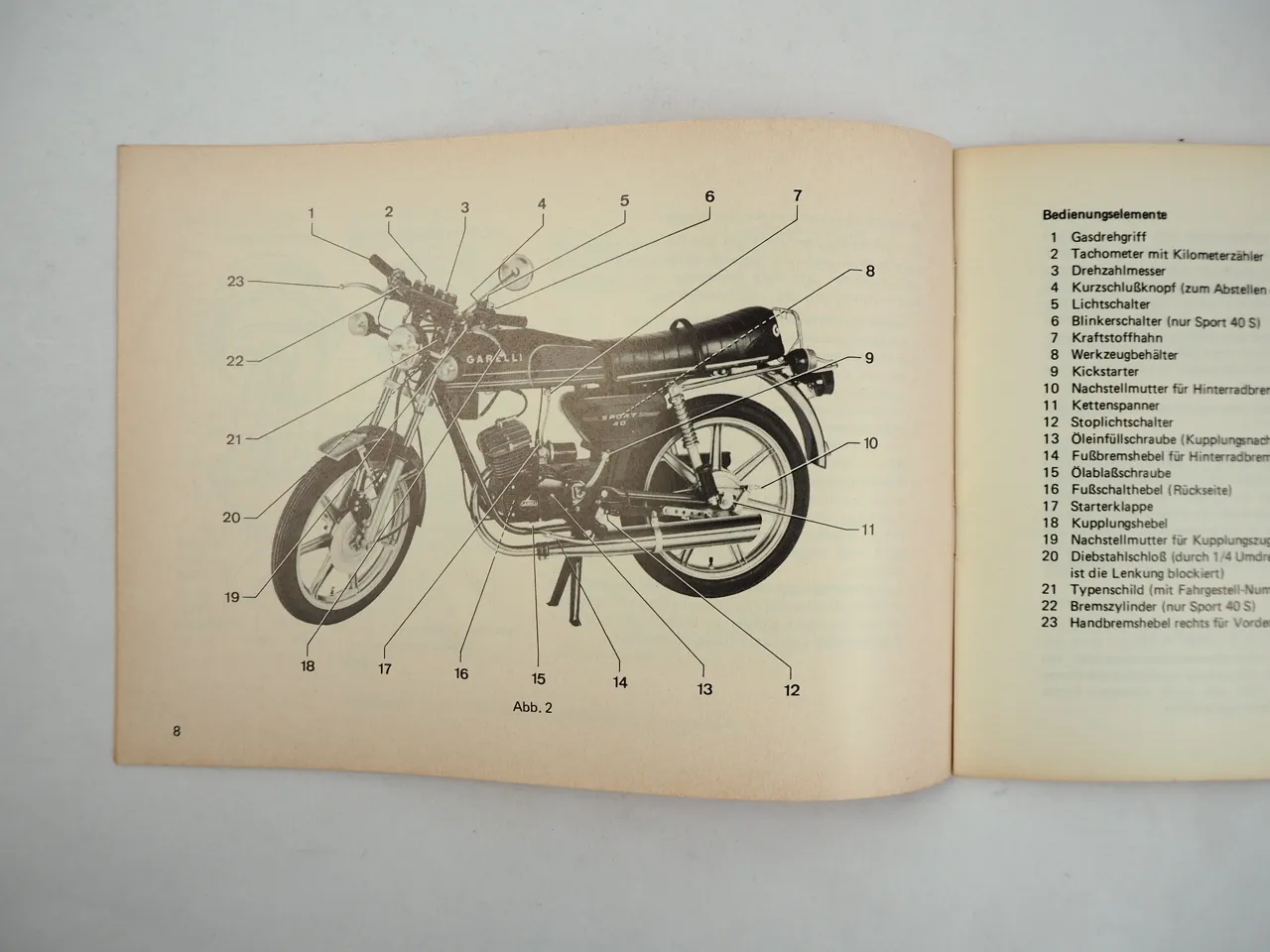 Garelli Duoped 40 SL 2 Gang Automatik Mofa Bedienungsanleitung 1977