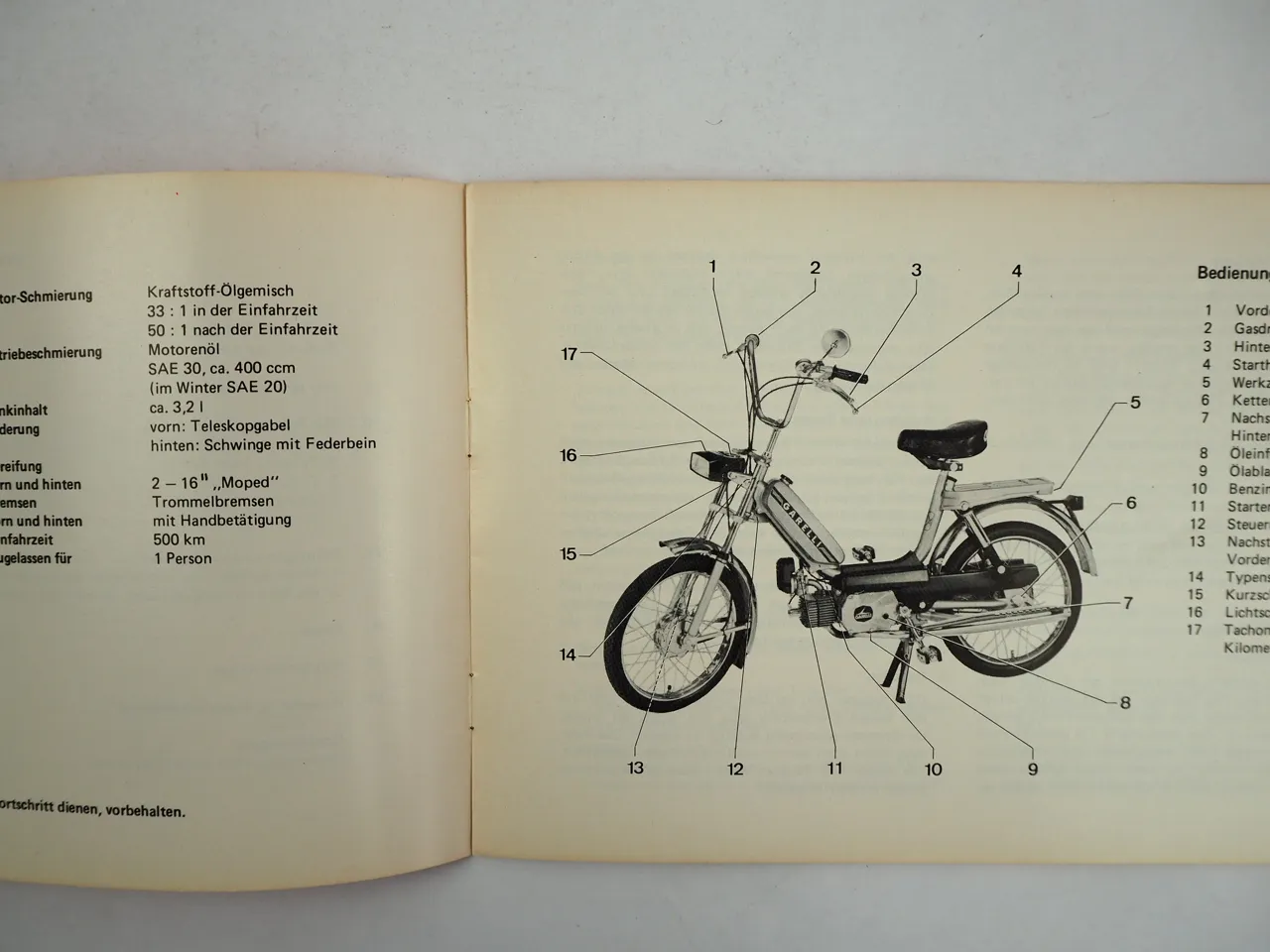 Garelli Duoped 40 SL Automatik Bedienungsanleitung 1977 Schaltplan