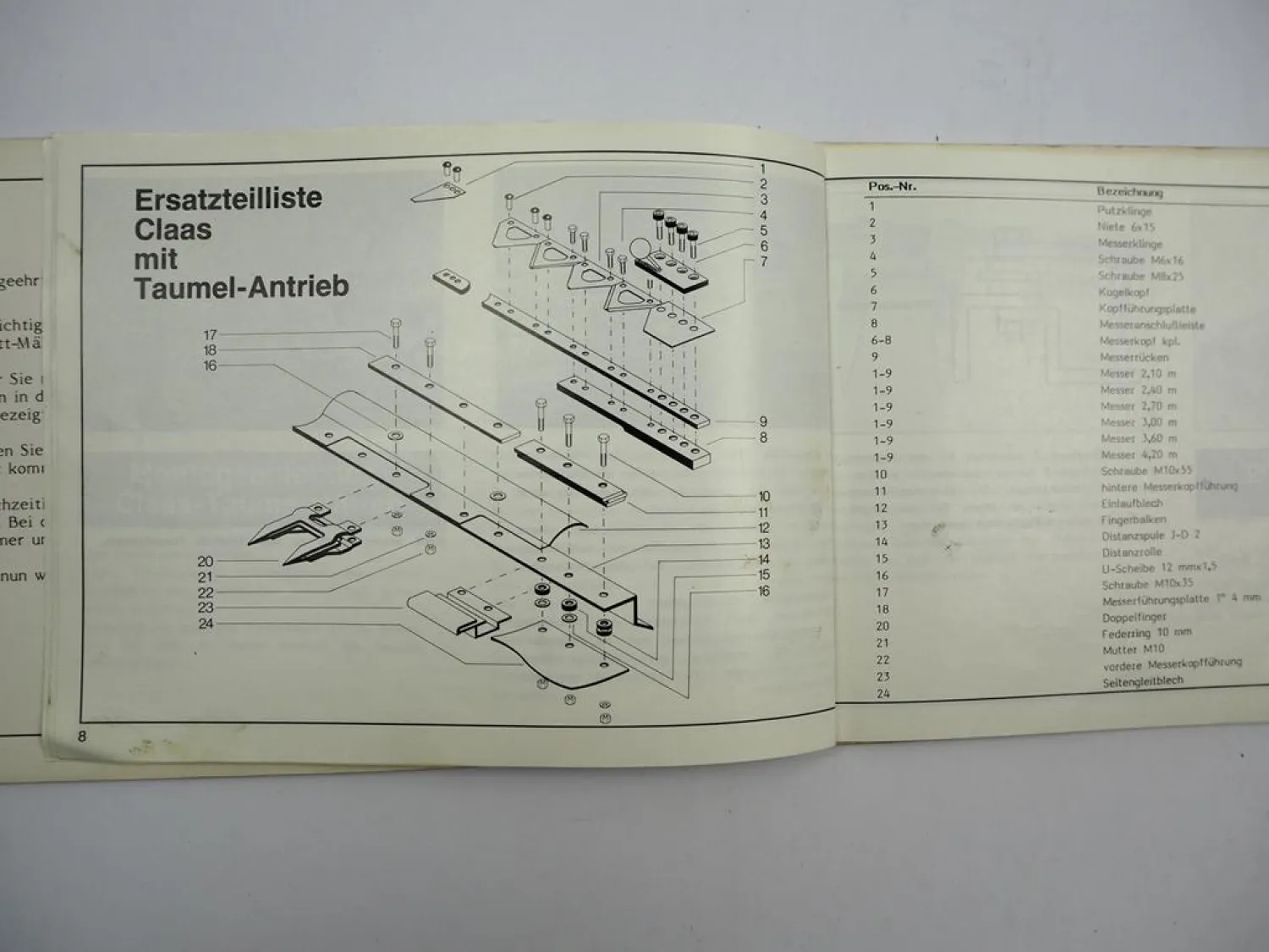 Gebr. Schumacher Wechselschnitt Mähsysteme Claas MF IHC JD Anbau Ersatzteilliste