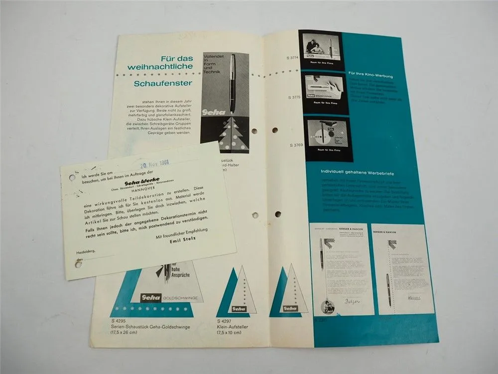 Geha Werke Hannover Vorschläge für Weihnachswerbung Schaufenster Füller 1961